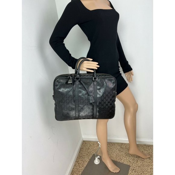 Gucci Briefcase GG Imprime Coated Canvas Black Monogram Business Bag - Picture 4 of 12